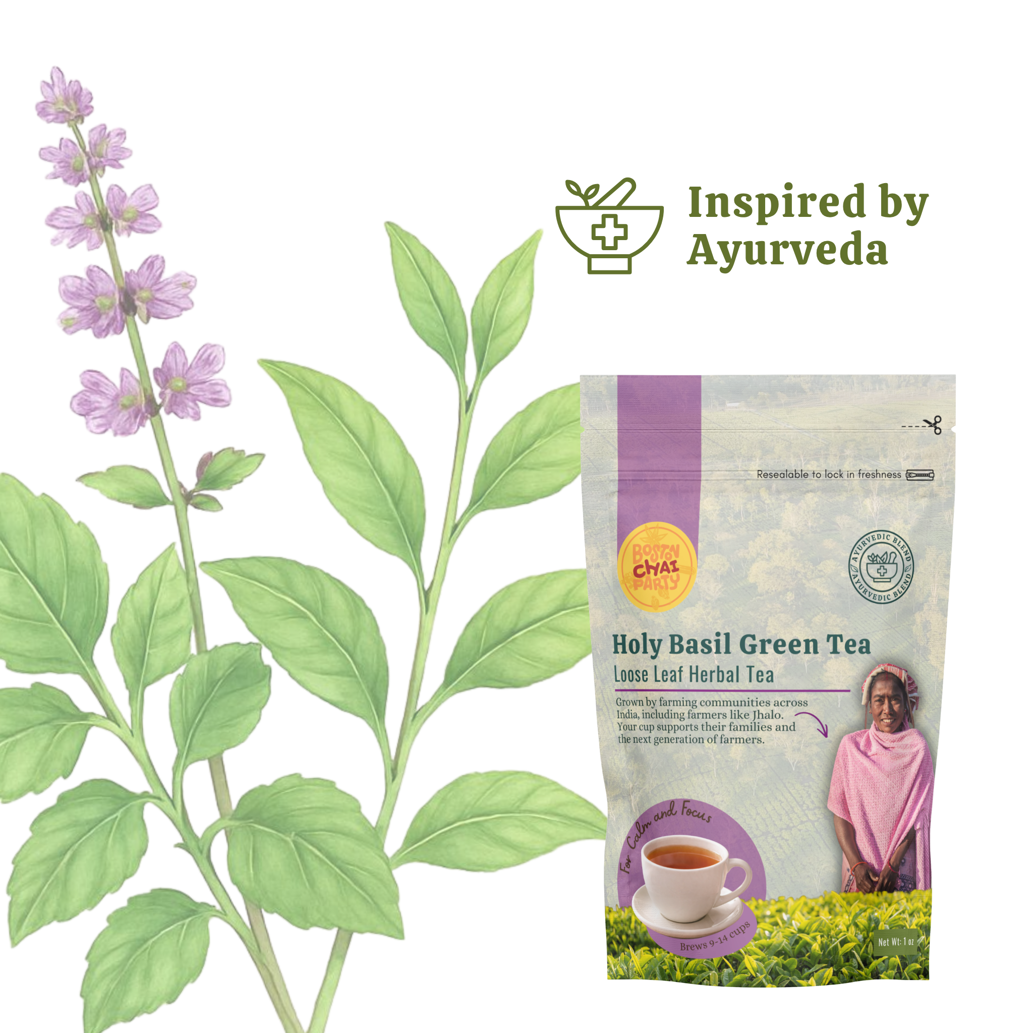 Holy Basil Green Tea for Calm and Focus