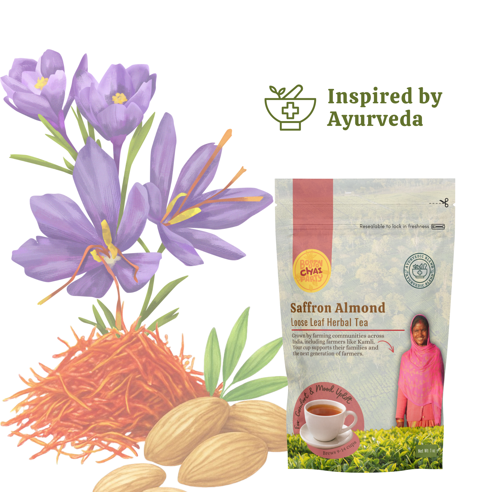 Saffron Almond Comfort and Mood Uplift Tea